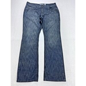 Inc Jeans Men 38 x 34 Copenhagen Bootcut Blue Whiskered Denim Western Distressed
